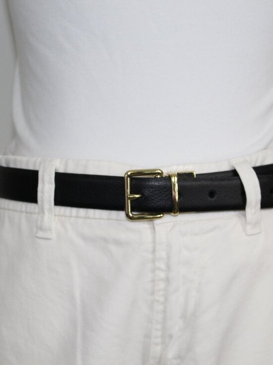 Cole Haan Black Leather Belt Gold Buckle Classic Minimalist 1” Medium main image 6